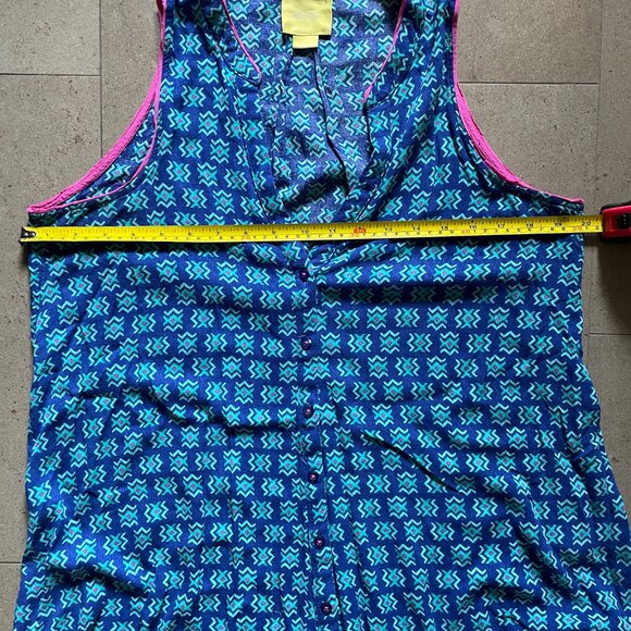 Maeve Anthropologie Ada Sleeveless Swing Blouse Cobalt Blue/Pink-Sz 10 - Picture 5 of 7